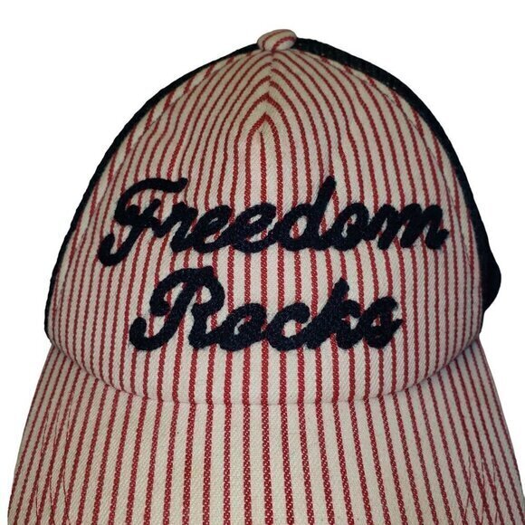 Freedom Rocks Adjustable Ball Cap Hat Snap Embroidered‎ Red White Blue  One Size - Picture 7 of 7